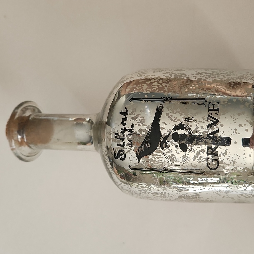 Halloween Accent Silver Glass Bottle with Cork Stopper